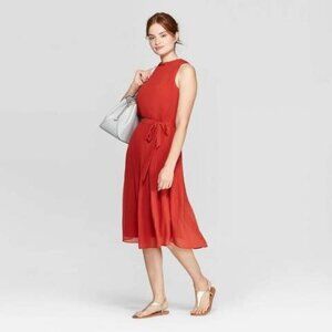 A New Day Women's Sleeveless Round Neck Maxi A-Line Dress – Rust, XS